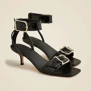 J Crew Krista kitten-heel sandals in Italian croc-embossed leather CH312